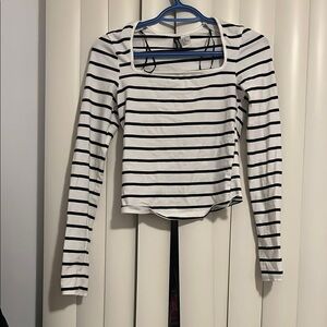 Striped Long Sleeve Top - Black and White